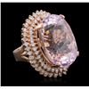 Image 1 : 14KT Rose Gold 39.46ct GIA Certified Kunzite and Diamond Ring