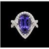 Image 2 : 14KT White Gold 7.14ct Tanzanite and Diamond Ring