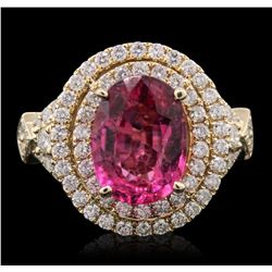 14KT Yellow Gold 3.17ct Tourmaline and Diamond Ring