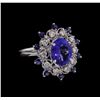 Image 1 : 14KT White Gold 3.43ctw Tanzanite and Diamond Ring