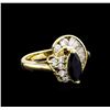 Image 1 : 1.00ct Blue Sapphire and Diamond Ring - 14KT Yellow Gold