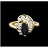 Image 2 : 1.00ct Blue Sapphire and Diamond Ring - 14KT Yellow Gold