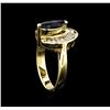 Image 4 : 1.00ct Blue Sapphire and Diamond Ring - 14KT Yellow Gold