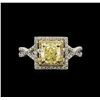 Image 2 : 1.31ctw Yellow Diamond Ring - 14KT White Gold