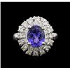 Image 2 : 2.86ct Tanzanite and Diamond Ring - 14KT White Gold