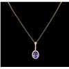 Image 1 : 8.12ct Tanzanite and Diamond Pendant With Chain - 14KT Rose Gold