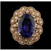 Image 2 : 14KT Rose Gold 11.28ct Tanzanite and Diamond Ring