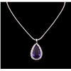 Image 2 : 14KT White Gold GIA Certified 31.37ct Tanzanite and Diamond Pendant With Chain