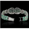 Image 3 : 14KT White Gold 22.00ctw Emerald and Diamond Bracelet