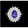 Image 2 : 14KT White Gold 1.65ct Tanzanite and Diamond Ring
