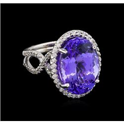 15.03ct Tanzanite and Diamond Ring - 14KT White Gold