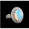 Image 1 : 10.20ct Opal and Diamond Ring - 14KT White Gold