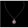 Image 2 : 14KT Rose Gold 3.41ct Tanzanite, Ruby and Diamond Pendant With Chain