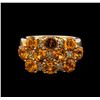 Image 2 : 4.00ctw Orange Sapphire and Diamond Ring - 14KT Yellow Gold