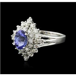 14KT White Gold 1.28ct Tanzanite and Diamond Ring