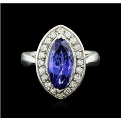 14KT White Gold 4.01ct Tanzanite and Diamond Ring