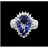 Image 1 : 14KT White Gold 7.39ct Tanzanite and Diamond Ring