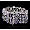 Image 2 : 14KT White Gold 48.00ctw Tanzanite and Diamond Bracelet