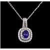Image 1 : 1.56ct Tanzanite and Diamond Pendant - 14KT White Gold