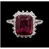 Image 2 : 14KT White Gold 3.20ct Pink Tourmaline and Diamond Ring