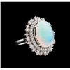 Image 1 : 7.42ct Opal and Diamond Ring - 14KT White Gold
