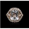 Image 2 : 14KT Rose Gold 6.39ct Aquamarine and Diamond Ring