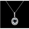 Image 1 : 4.05ct Aquamarine and Diamond Pendant - 14KT White Gold