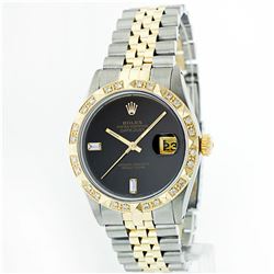 Rolex 14KT Two-Tone Onyx And Diamond DateJust Men's Watch