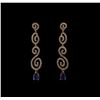Image 1 : 1.56ctw Blue Sapphire and Diamond Earrings - 14KT Rose Gold