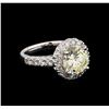 Image 1 : 14KT White Gold 2.22ct SI-1/Light Yellow Diamond Ring