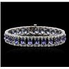 Image 1 : 14KT White Gold 22.50ctw Tanzanite and Diamond Bracelet