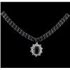 Image 1 : 63.79ctw Blue Sapphire and Diamond Necklace - 14KT White Gold