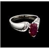 Image 1 : 1.30ct Ruby and Diamond Ring - 14KT White Gold