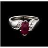 Image 2 : 1.30ct Ruby and Diamond Ring - 14KT White Gold