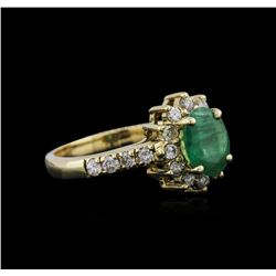 14KT Yellow Gold 1.04ct Emerald and Diamond Ring