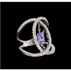 0.44ct Tanzanite and Diamond Ring - 14KT White Gold