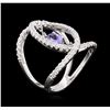 Image 3 : 0.44ct Tanzanite and Diamond Ring - 14KT White Gold
