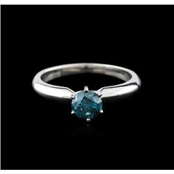 14KT White Gold 0.68ct Round Cut Fancy Blue Diamond Solitaire Ring