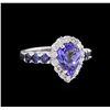 Image 1 : 1.57ct Tanzanite, Sapphire and Diamond Ring - 14KT White Gold