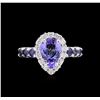 Image 2 : 1.57ct Tanzanite, Sapphire and Diamond Ring - 14KT White Gold