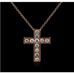 14KT Rose Gold 0.26ctw Diamond Cross Pendant With Chain