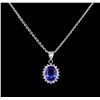 Image 1 : 3.15ct Tanzanite and Diamond Pendant - 14KT White Gold