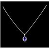Image 2 : 3.15ct Tanzanite and Diamond Pendant - 14KT White Gold