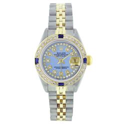 Rolex Two-Tone Diamond and Sapphire DateJust Ladies Watch