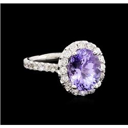 4.01ct Tanzanite and Diamond Ring - 14KT White Gold