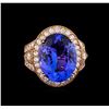 Image 2 : 15.31ct Tanzanite and Diamond Ring - 14KT Rose Gold