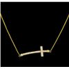Image 2 : 0.55ctw Diamond Cross Necklace - 18KT Yellow Gold