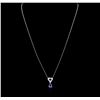 Image 2 : 14KT White Gold 0.93ct Tanzanite and Diamond Pendant With Chain