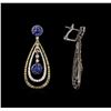 Image 2 : 2.14ctw Sapphire and Diamond Earrings - 18KT White Gold