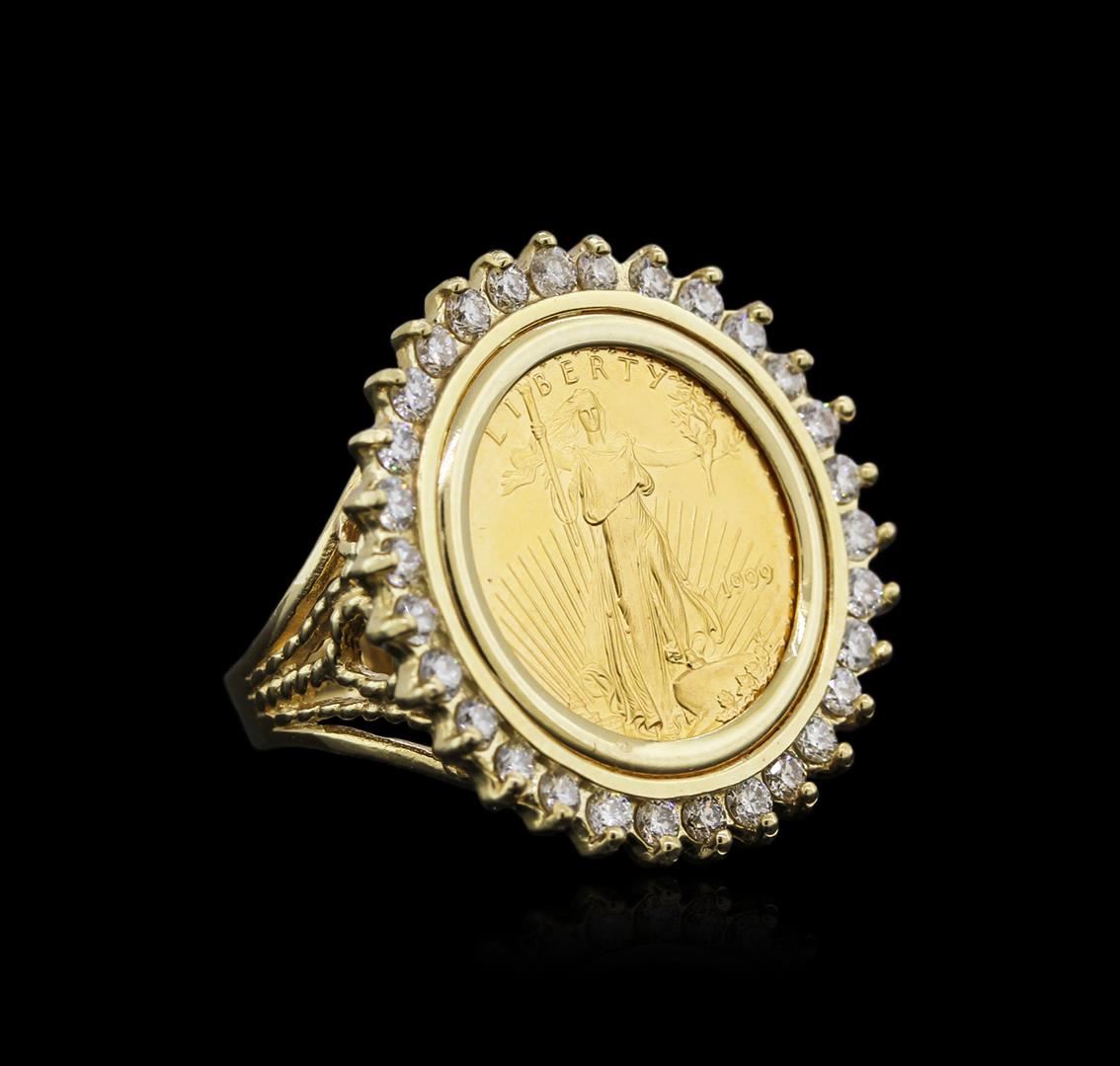 14KT Yellow Gold 0.37ctw Diamond Coin Ring